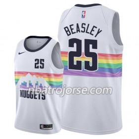 Män Denver Nuggets Tröja Malik Beasley 25 2018-19 Nike City Edition Vit Swingman
